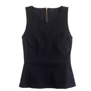 J. CREW | Textured Dot Peplum Top in Black